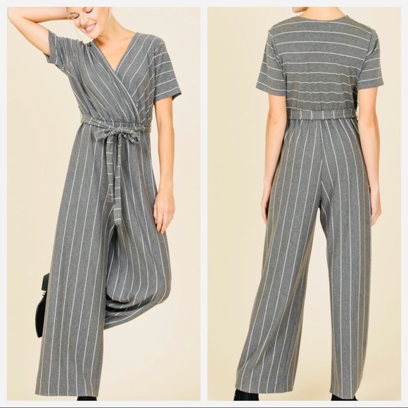 ShopEvelynne Pants - Striped Jumpsuit With tie waist